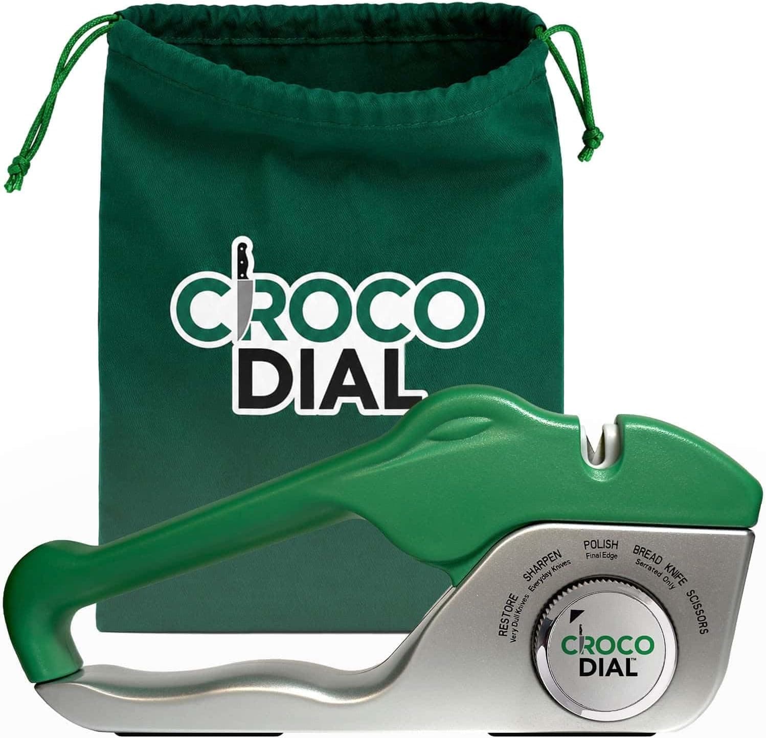 Croco Dial 5-in-1 Knife Sharpener for Straight & Serrated Knives — a mixed knife block, serrated blades included