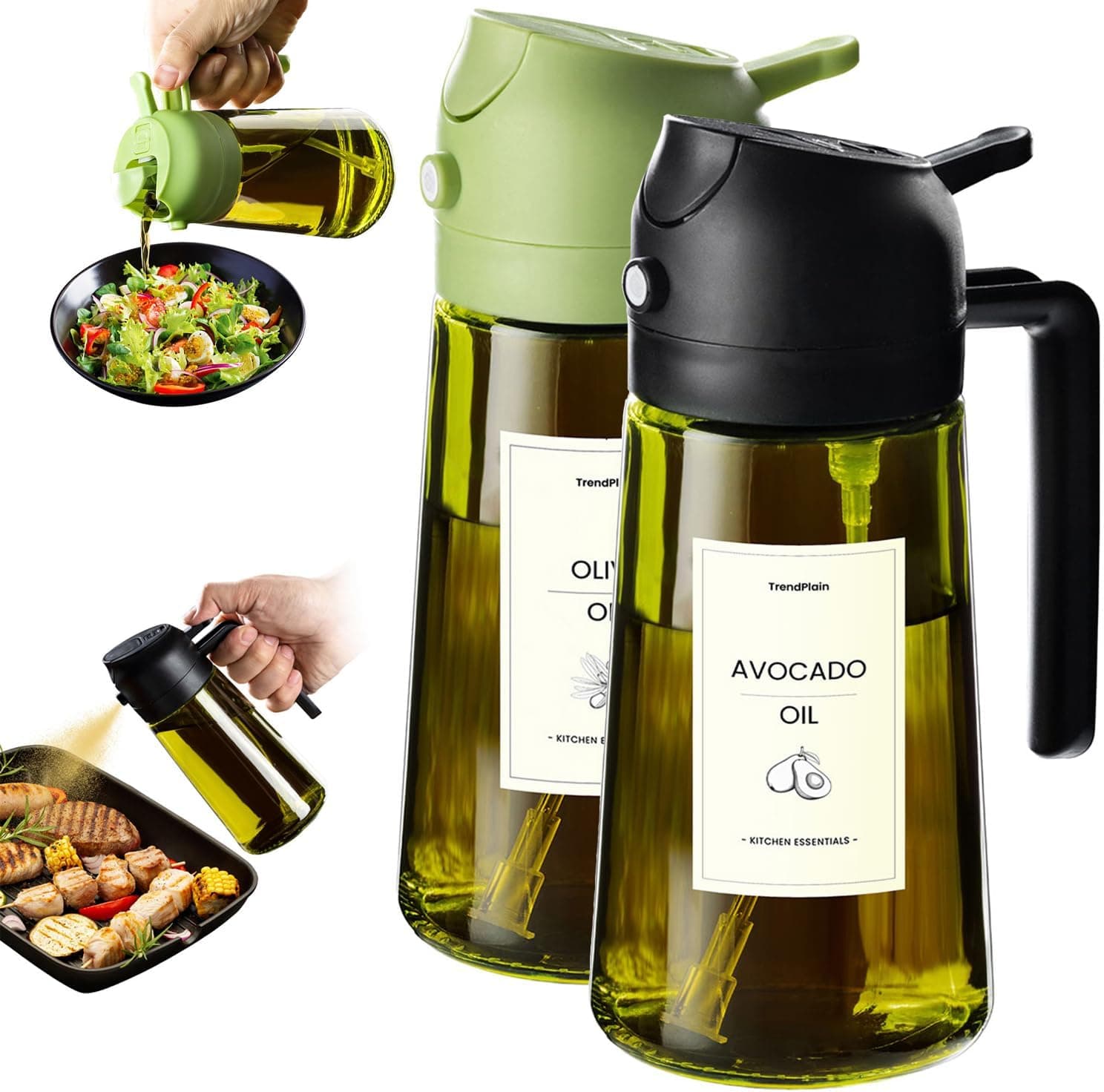 TrendPlain Original Oil Dispenser Bottle, 16 oz — oils that tend to block a fine nozzle