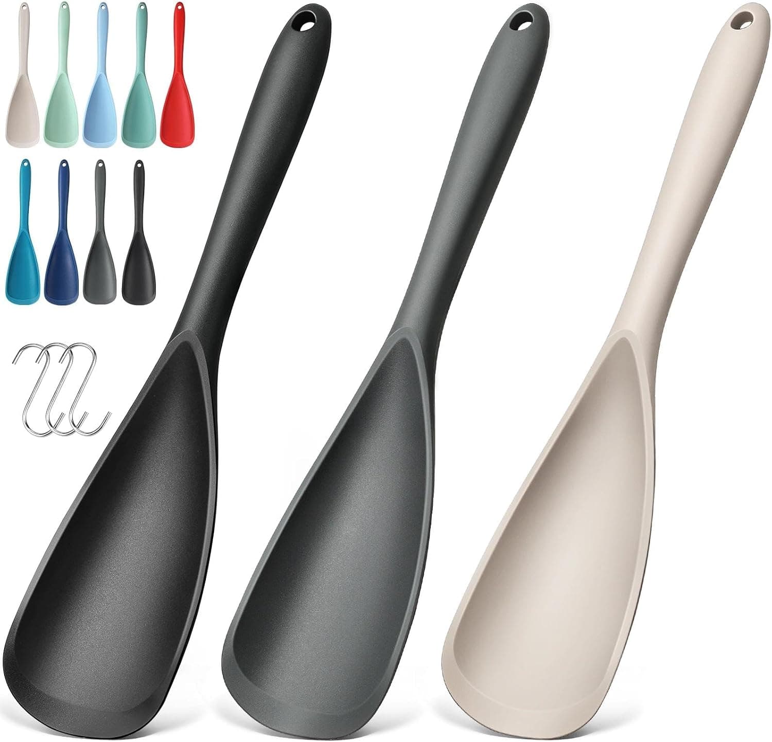 Silicone Cooking Spatula & Spoon Set, 3-Piece, BPA-Free — moving food on a coated grate or griddle without scratching it