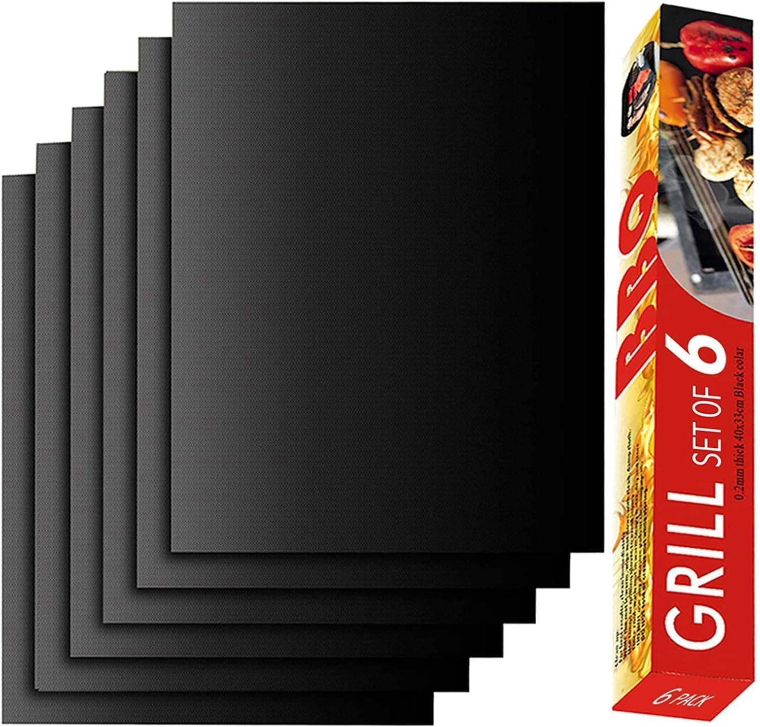 RENOOK Non-Stick Grill Mats, 15.75 x 13 inch, 6-pack — vegetables and fish that fall through the bars