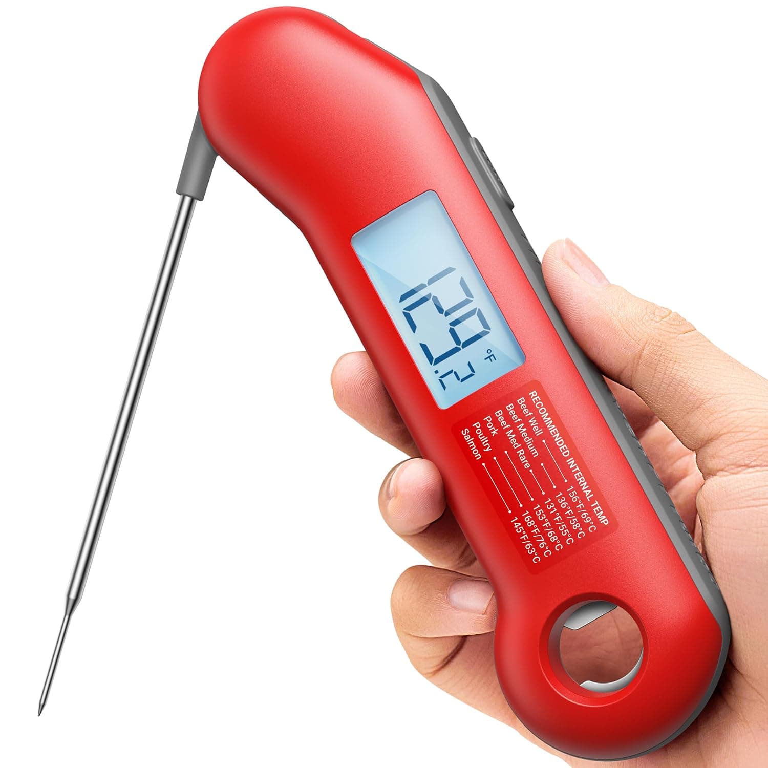 ThermoMaven 0.5 Sec Professional Thermometer — checking a full grate of food in one lid opening